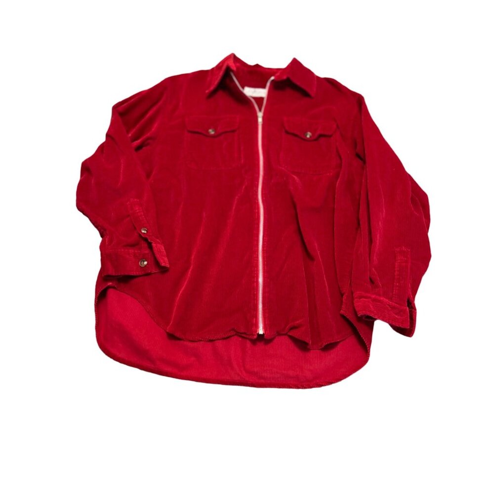 Jones Wear Sport Women's Red Corduroy Long Sleeve XL Zip Up Shirt